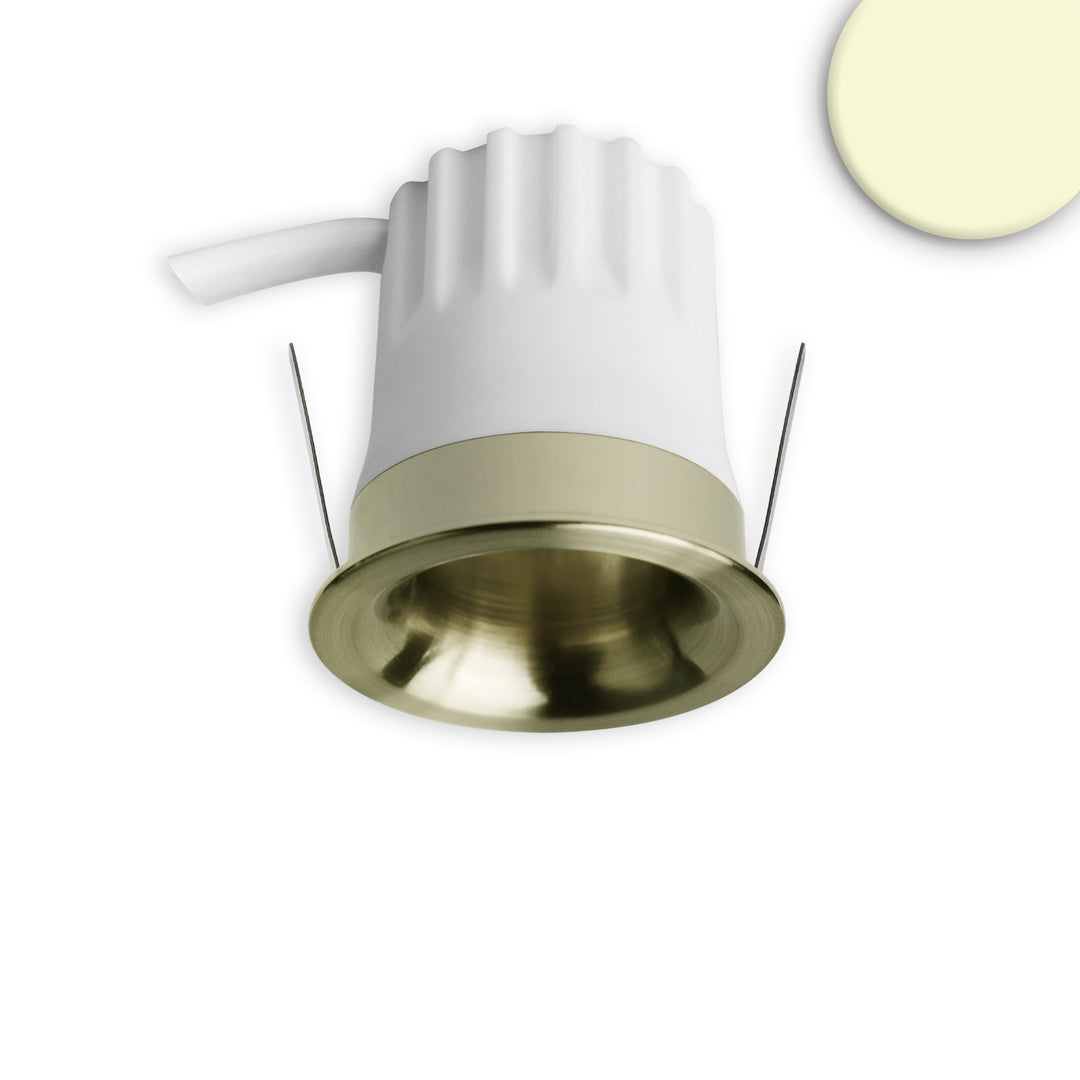 LED Einbaustrahler BACK32, messing geb., rund, 5W, CRI90, 3000K, rückversetzt, Honeycomb, dimmbar