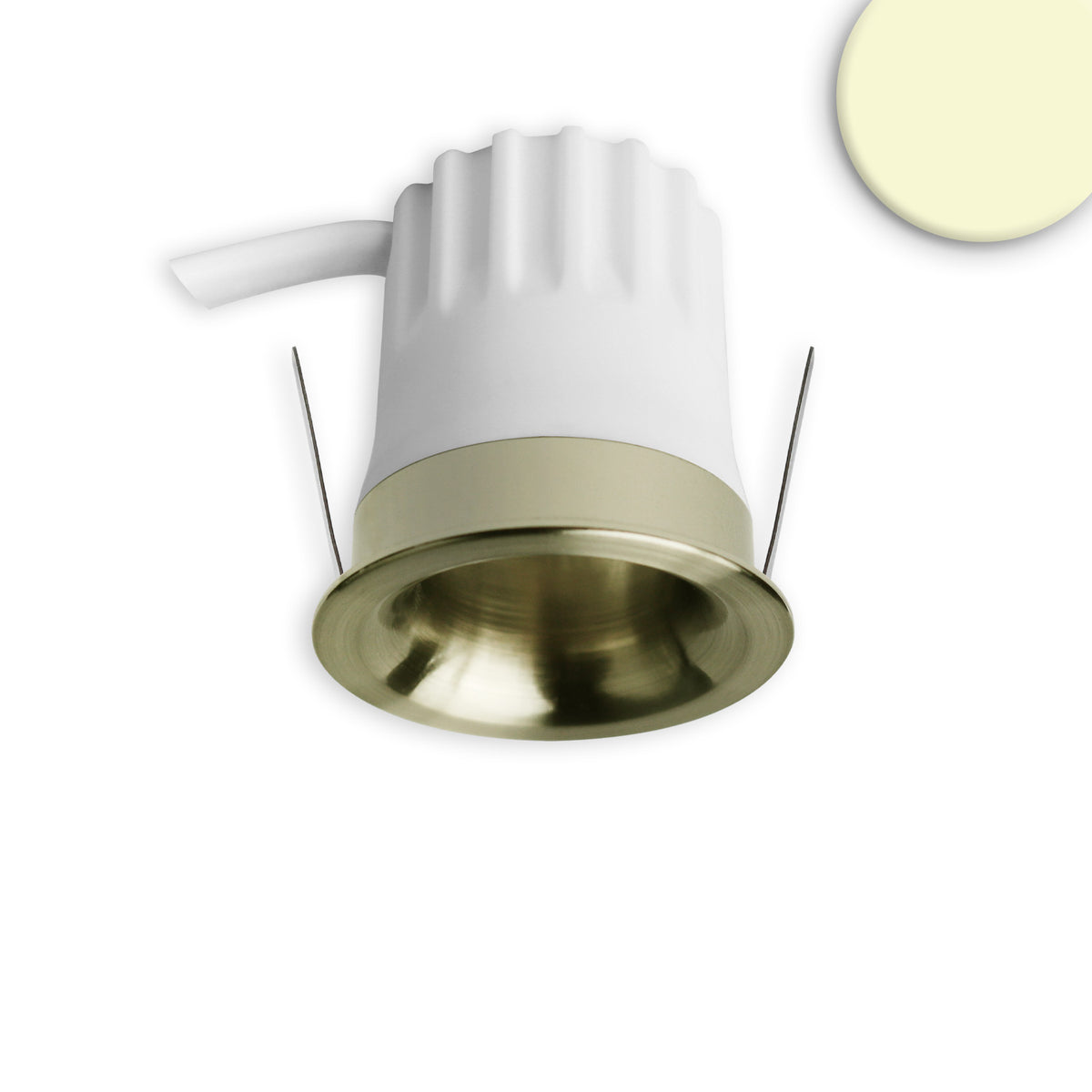LED Einbaustrahler BACK32, messing geb., rund, 5W, CRI90, 3000K, rückversetzt, Honeycomb, dimmbar