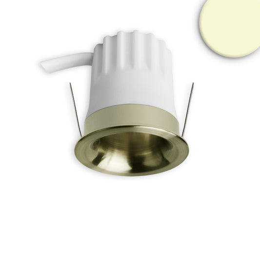 LED Einbaustrahler BACK32, messing geb., rund, 5W, CRI90, 2700K, rückversetzt, Honeycomb, dimmbar