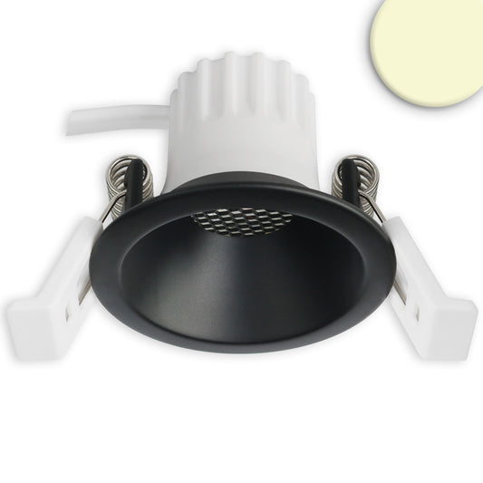LED recessed spotlight BACK45, matte black, round, 5W, CRI90, 3000K, recessed, honeycomb, dimmable