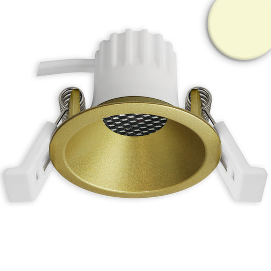 LED recessed spotlight BACK45, gold, round, 5W, CRI90, 3000K, recessed, honeycomb, dimmable