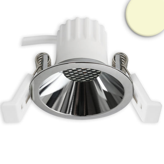 LED recessed spotlight BACK45, glossy aluminum, round, 5W, CRI90, 3000K, recessed, honeycomb, dimmable
