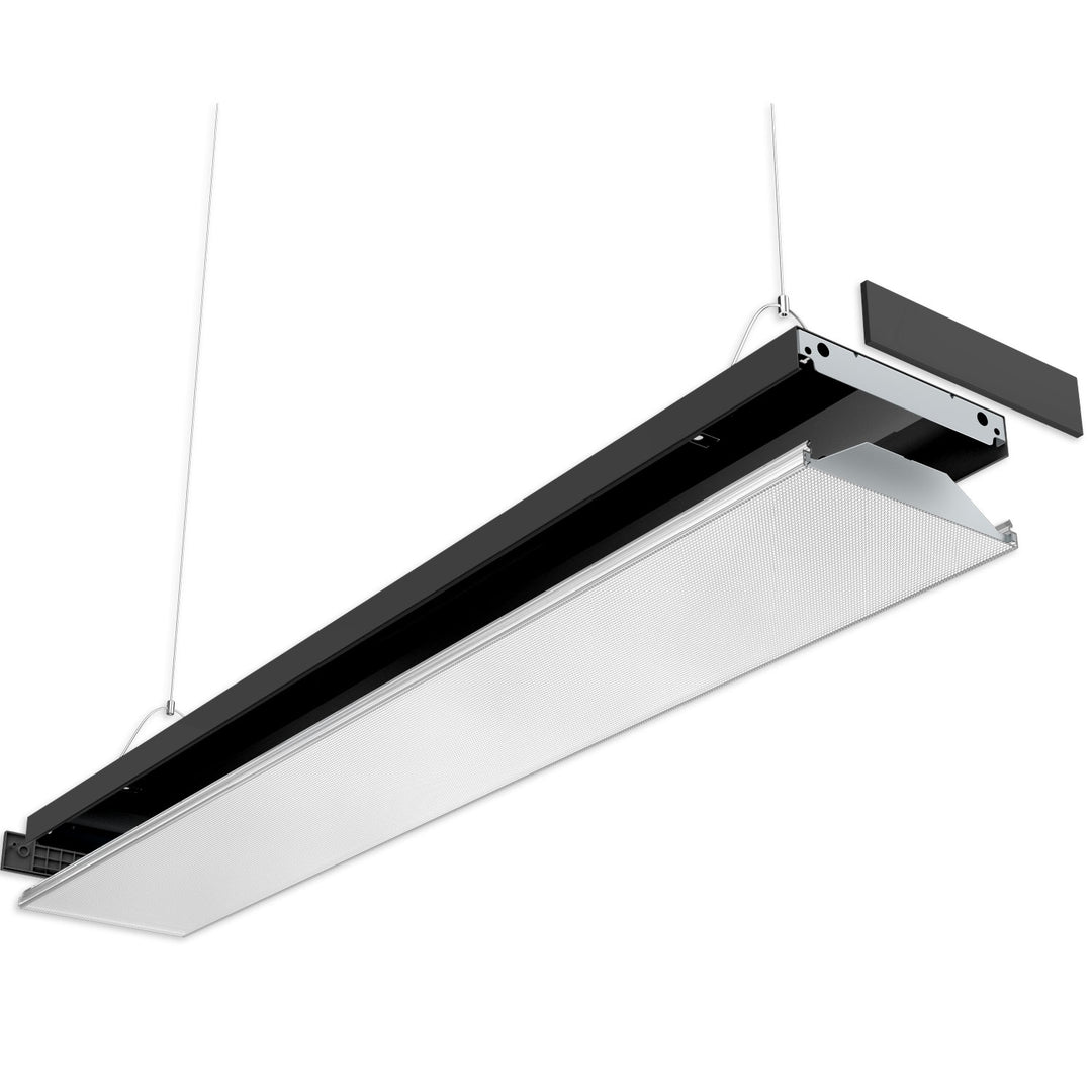 LED Langfeldleuchte, 120x20cm, schwarz, PowerSwitch 25|30|35|40W, UGR<19 2H/2H, 4000K, DALI dimmbar
