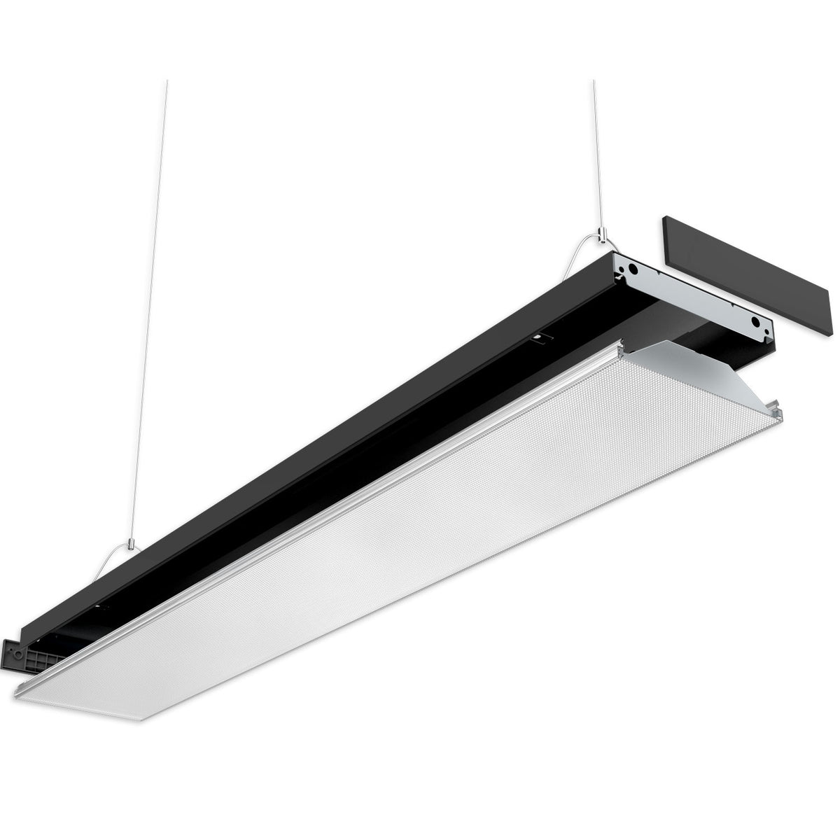 LED Langfeldleuchte, 120x20cm, schwarz, PowerSwitch 25|30|35|40W, UGR<19 2H/2H, 4000K, DALI dimmbar