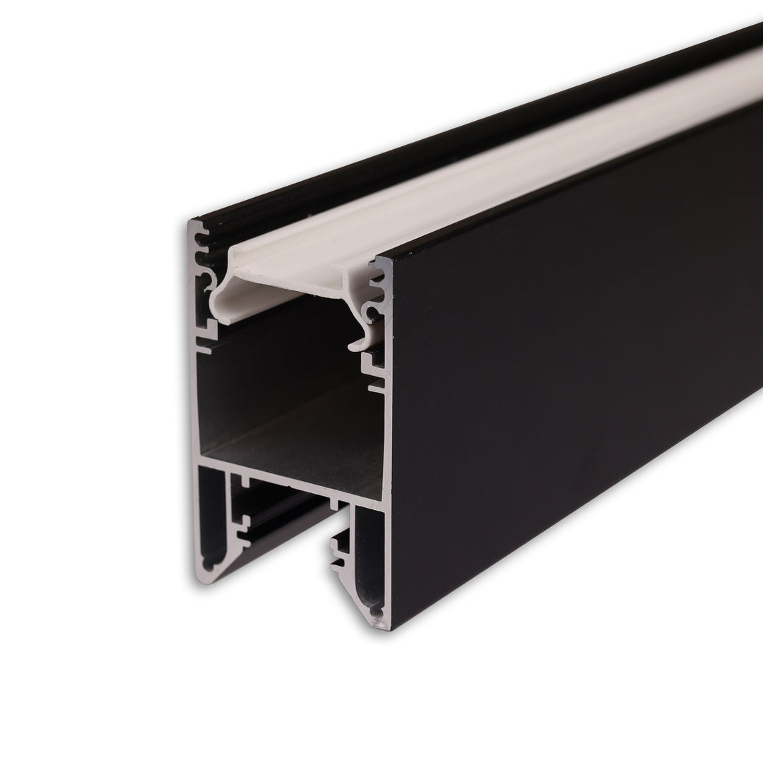 LED Leuchtenprofil HALON Aluminium schwarz RAL 9005, 300cm, mit einklickbarem Kühlstreifen