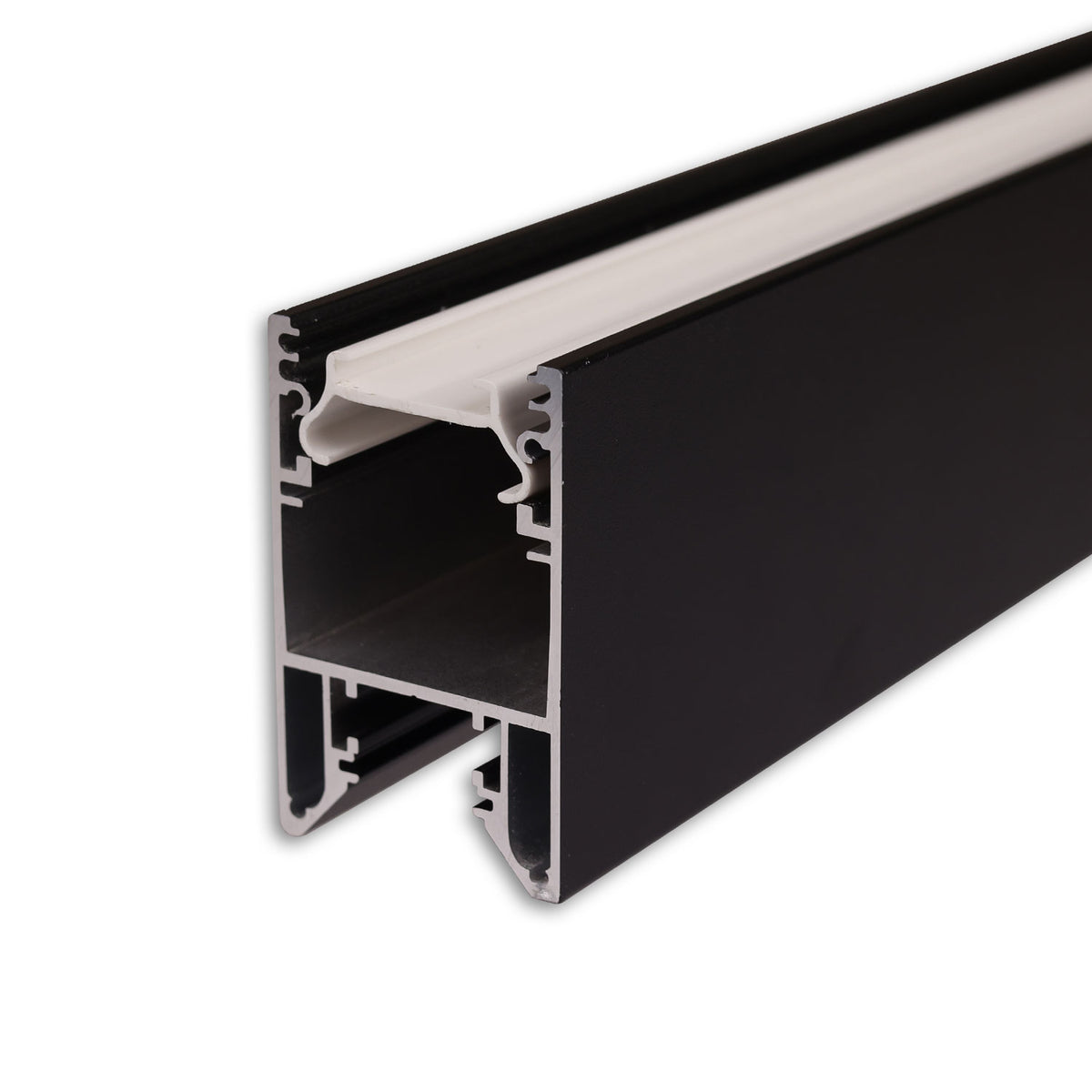 LED Leuchtenprofil HALON Aluminium schwarz RAL 9005, 300cm, mit einklickbarem Kühlstreifen