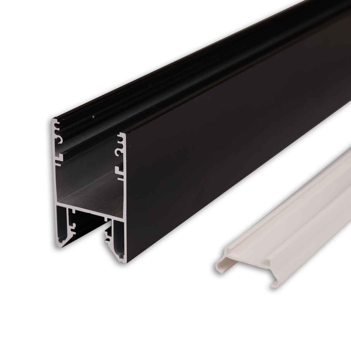 LED Leuchtenprofil HALON Aluminium schwarz RAL 9005, 300cm, mit einklickbarem Kühlstreifen