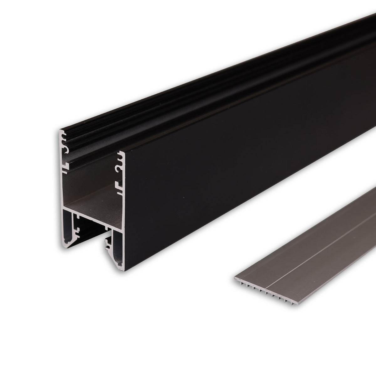 LED lighting profile HALON, aluminum, black RAL 9005, 300cm, sliding cooling strip