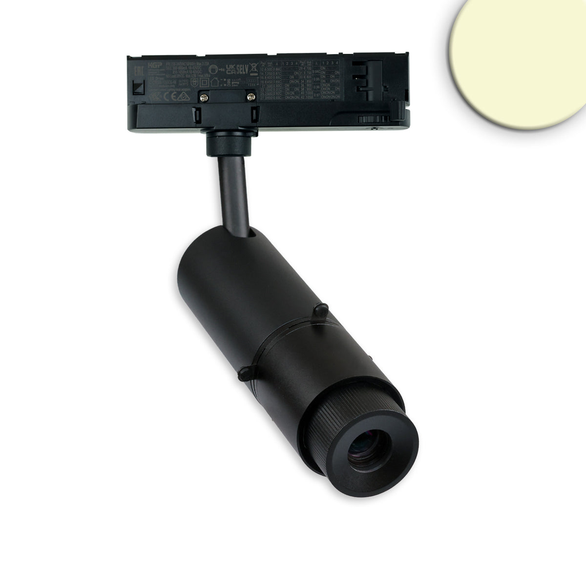 3-phase track contour spotlight SHAPE, 20W, 30° matte black, 4000K, CRI90, DALI dimmable