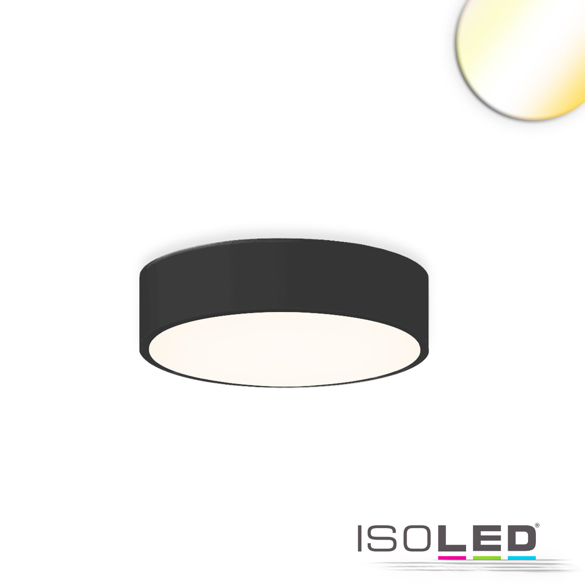 LED ceiling light UGR<19 2H, black, 20W|30W, IP42, DN400, ColorSwitch 2700|3000|4000K, dimmable