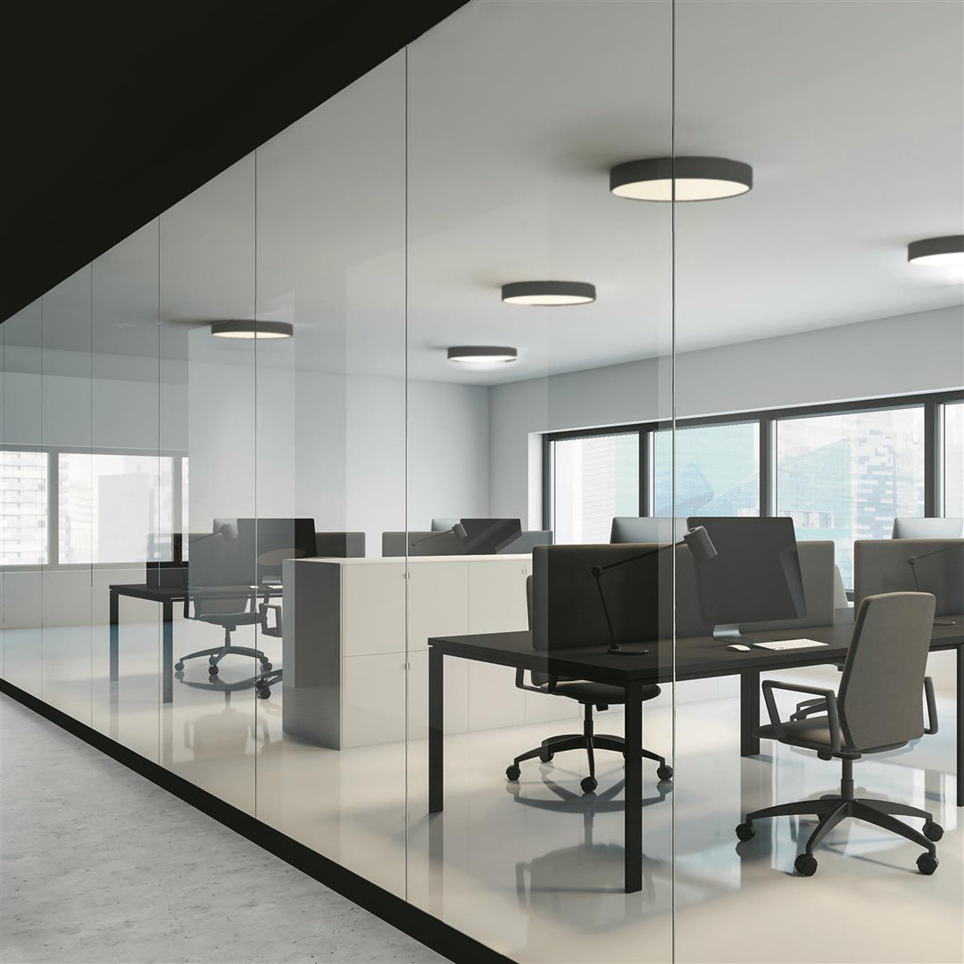 LED ceiling light UGR<19 2H, black, 20W|30W, IP42, DN400, ColorSwitch 2700|3000|4000K, dimmable