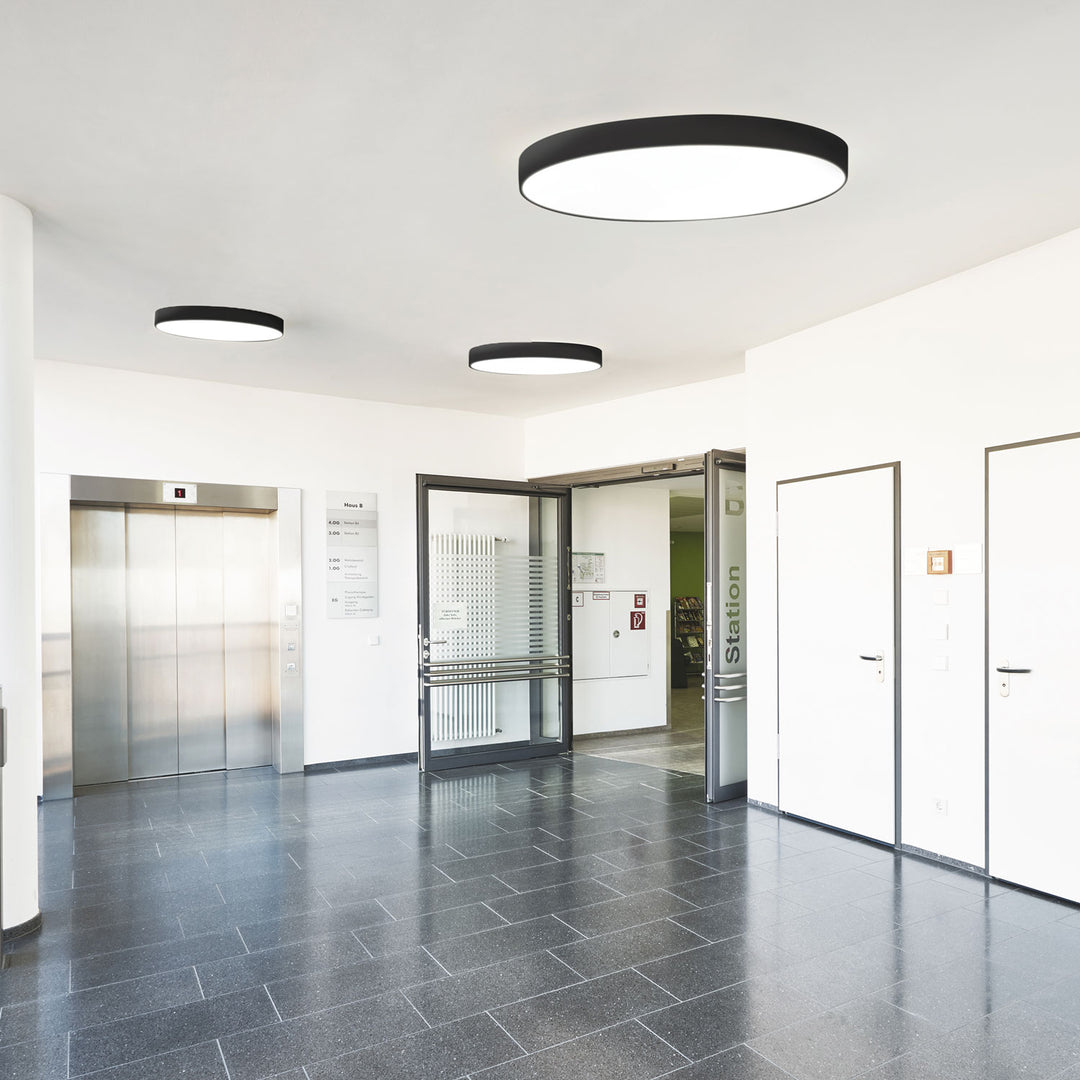 LED ceiling light UGR<19 2H, black, 42W, IP42, DN600, ColorSwitch 2700|3000|4000K, DALI dimmable