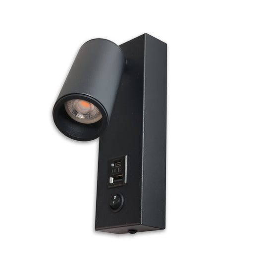 LED Leseleuchte, 4,5W, schwarz, mit USB-A und USB-C Ladebuchse, 3000K
