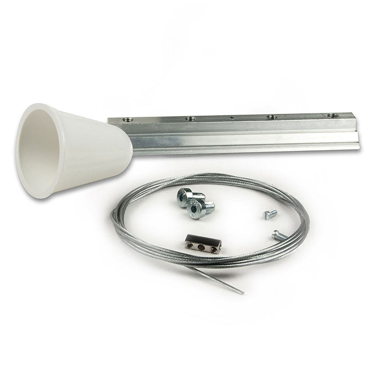 Cable suspension (1 pc) for 3-phase busbar Classic with mounting plate, canopy + 2m steel cable