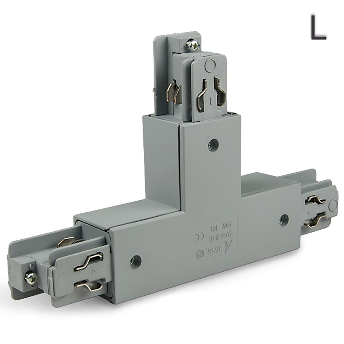 3-phase Classic T-connector, neutral conductor on the right, protective conductor on the left, silver