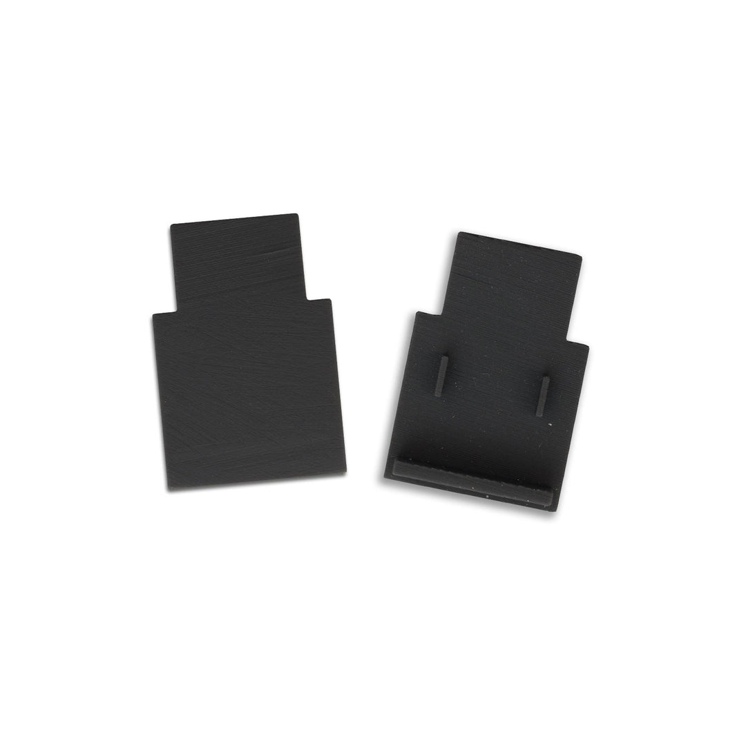 External end cap, black, for Track48 flat rail (H25) with translucent, recessed cover, 2 pieces