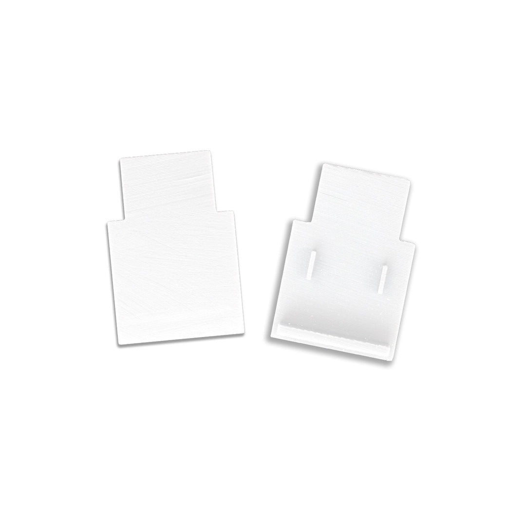 External end cap, white, for Track48 flat rail (H25) with translucent, recessed cover, 2 pieces