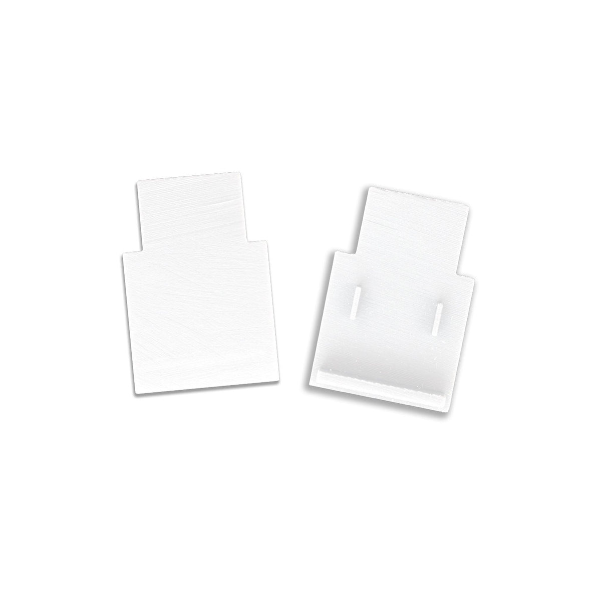 External end cap, white, for Track48 flat rail (H25) with translucent, recessed cover, 2 pieces