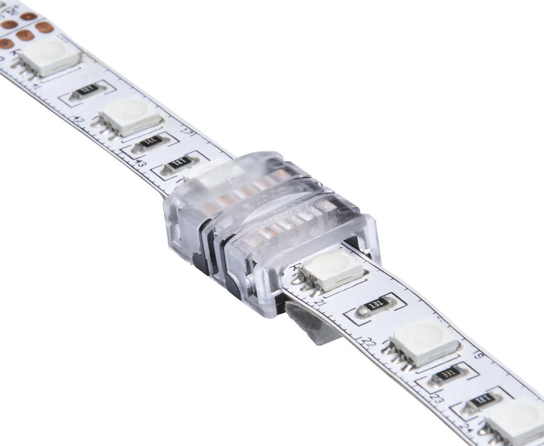 DOTLUX 4-pole strip-to-strip terminal connectors for 10mm RGB LED strips, IP20, set of 5.