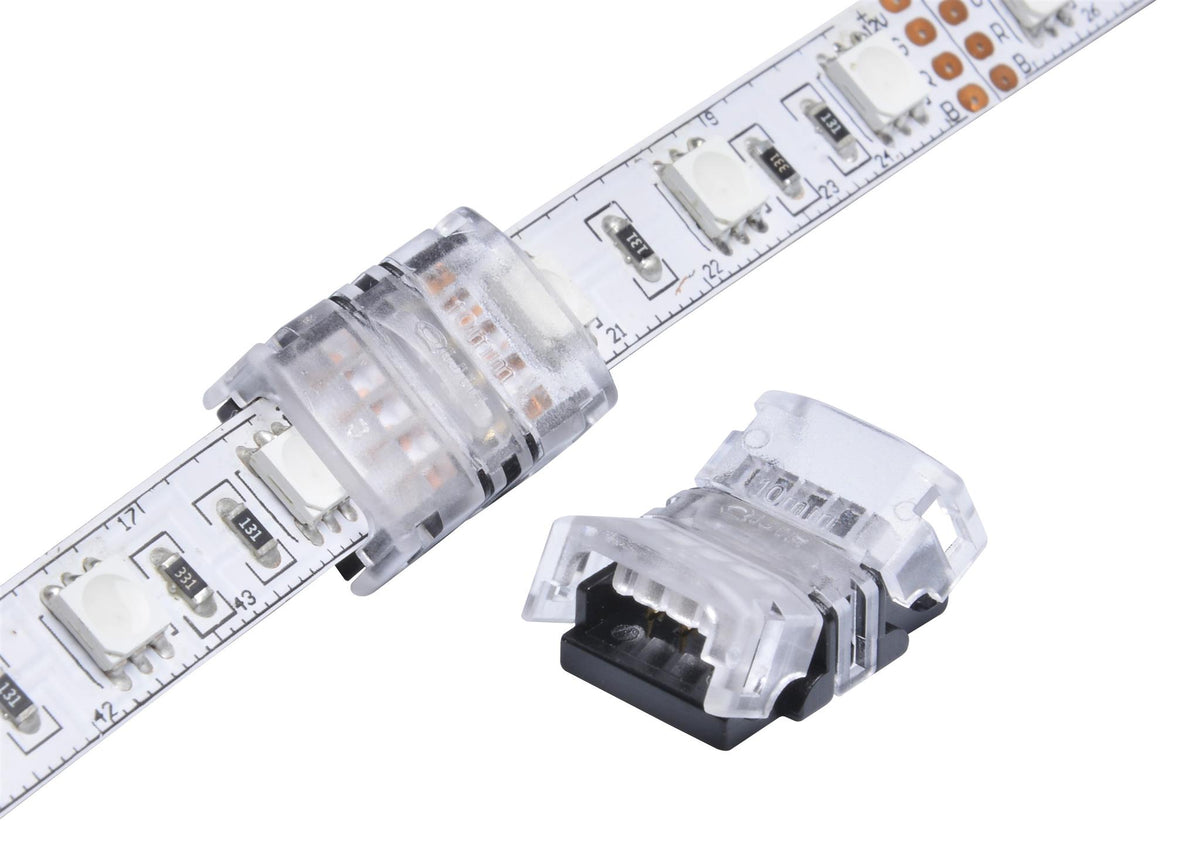 DOTLUX 4-pole strip-to-strip terminal connectors for 10mm RGB LED strips, IP20, set of 5.
