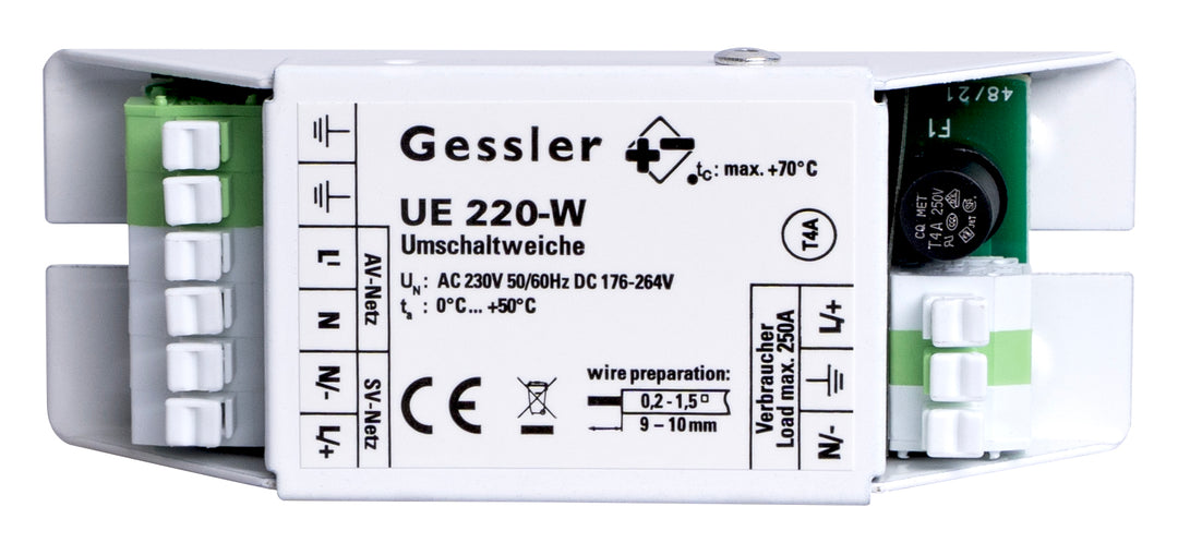 Emergency power changeover switch for Gessler systems