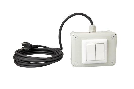DOTLUX Radio Transmitter Unit with 4-way Push Button Mobile Version in Housing with 5m Cable and Schuko Plug