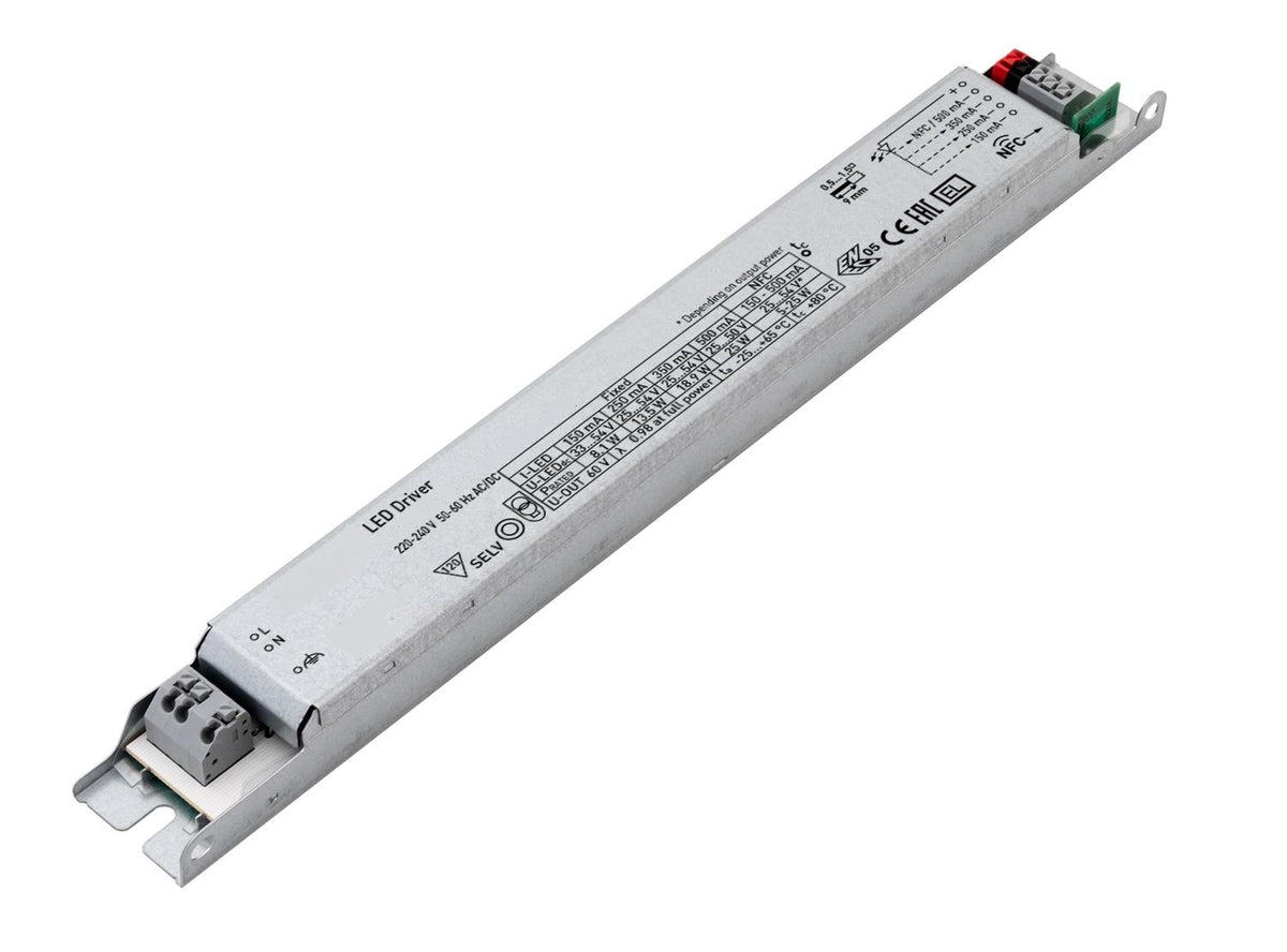 LED power supply CC for QUICK-FIXdc 5-25W 150-500mA 25-54V non-dimmable NFC linear pre-programmed outputs 150/250/350/500mA