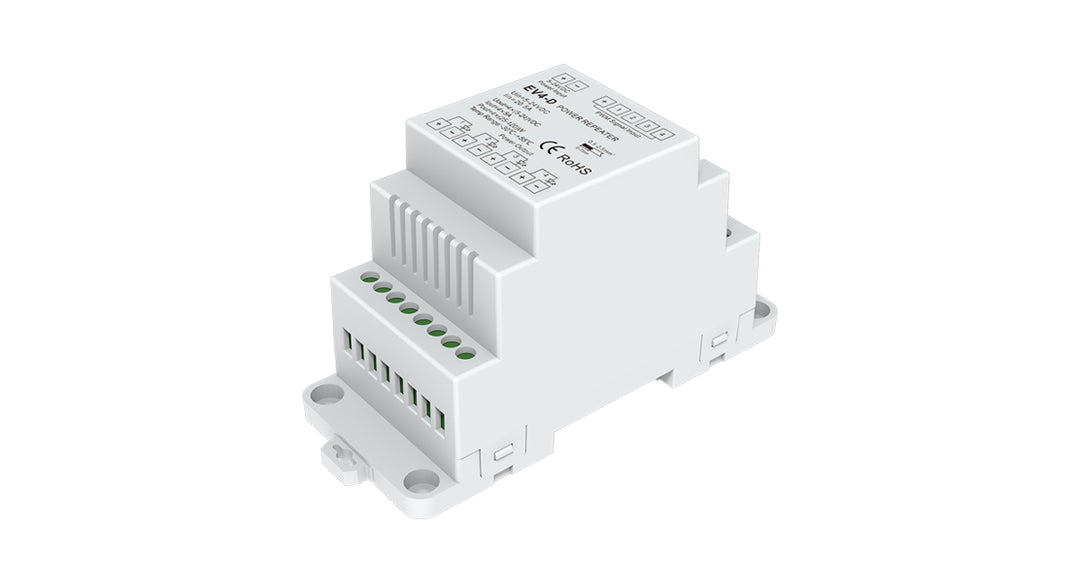 DOTLUX LED amplifier, DIN rail mount, max. 480W, for multi-color LED strips, 4 channels, 4x 5A (12-24V)