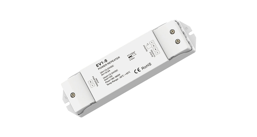 DOTLUX LED amplifier max. 360W for single-color LED strips, 1 channel, 1x15 A (12-24V)
