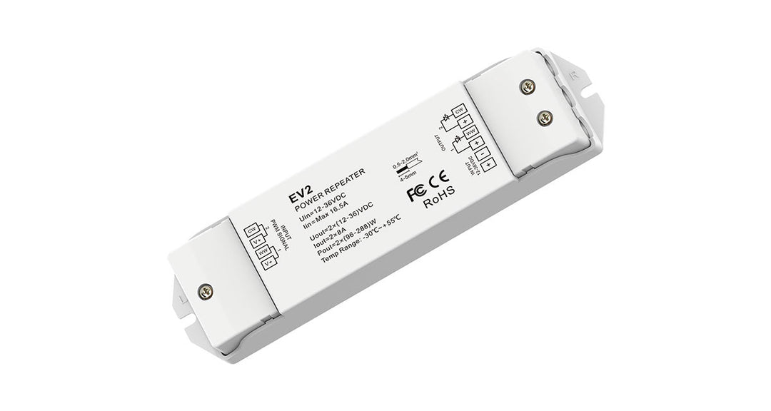 DOTLUX LED amplifier max. 576W for two-color LED strips, 2 channels, 2x8 A (12-36V)