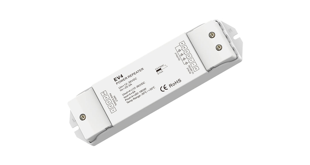 DOTLUX LED amplifier max. 720W for multi-colored LED strips, 4 channels, 4x5 A (12-36V)