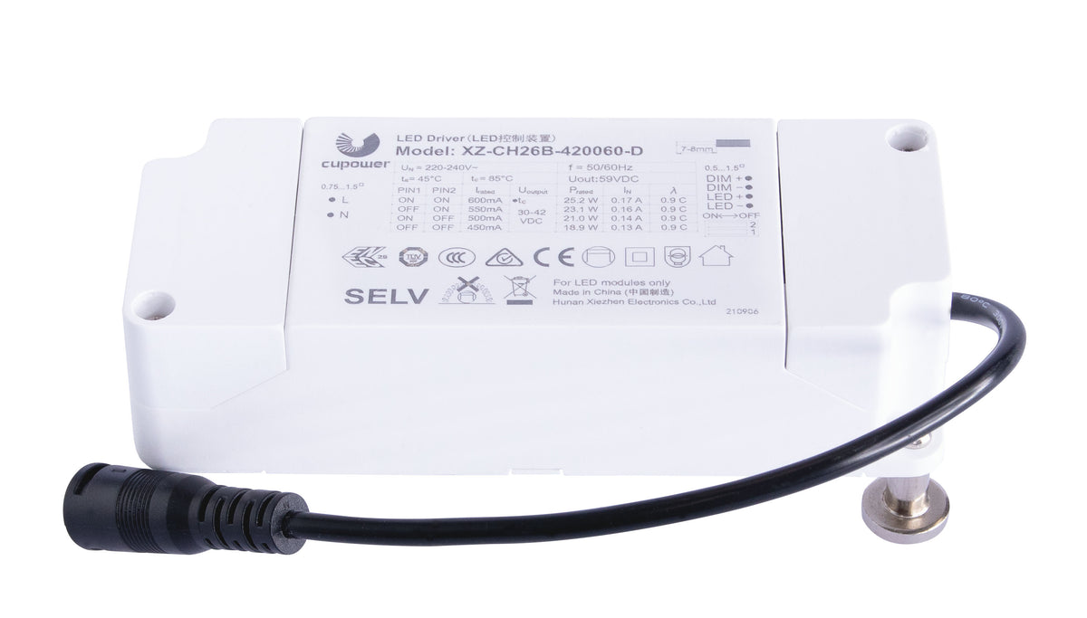 LED power supply CC for QUICK-FIXadapt max. 26W 450-600mA 30-42V dimmable 1-10V