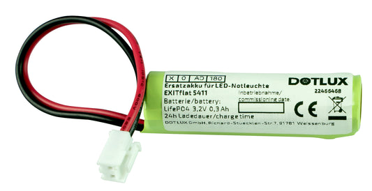 DOTLUX replacement battery for EXITflat LED emergency light (item no. 5406) ​​Li-FePO4 18650 3.2V 1500mAh