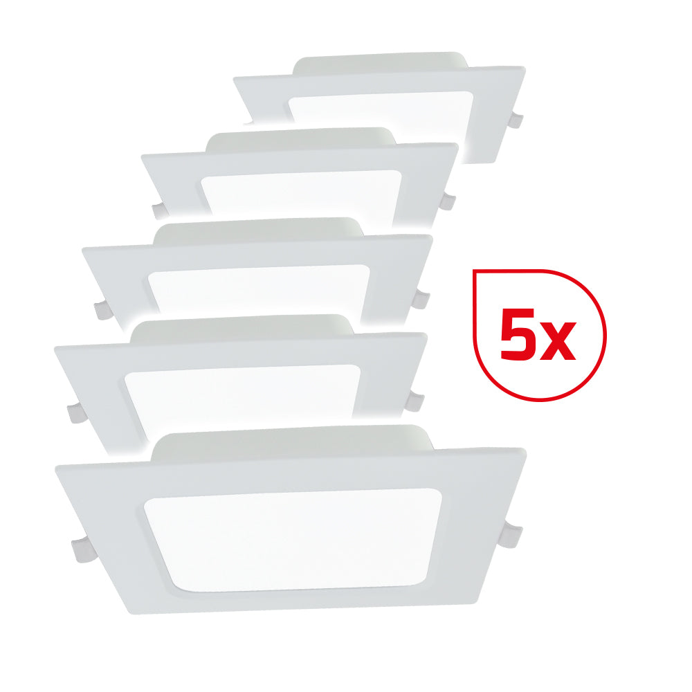 DOTLUX LED recessed panel SQUAREeco IP20 16W 3000K 175x175mm Set of 5