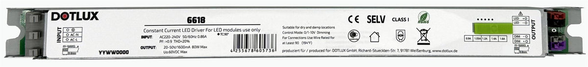 DOTLUX LED-Netzteil max.80W 1-10V dimmbar 900m-1600mA