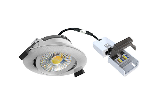 DOTLUX LED-Downlight CIRCLEmini-flat 6W 2700K/3000/4000K COLORselect Edelstahl